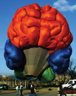 The Brain Balloon, a brain-shaped 9-story tall hot air balloon, made an appearance during Brain Blast. Photo by Jerad Kimmel