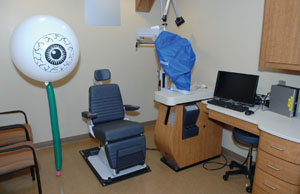The Eye Institute’s new space allows for a substantial increase in the number of exam rooms. (photo by Neil Brake)
