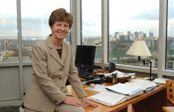 Elaine Sanders-Bush, Ph.D., director of the Vanderbilt Brain Institute, in her office in MRB III.
Photo by Dana Johnson