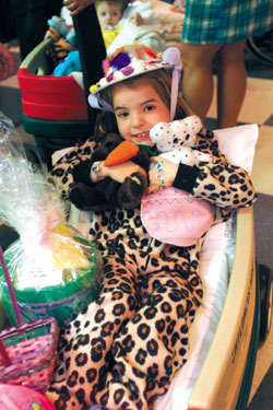 Courtney Helmick got dressed up for the party at Vanderbilt Children's Hospital.  (photo by Anne Rayner)