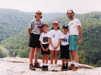 Hiking is one of the family recreational activities.