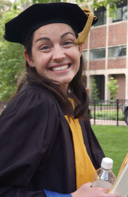Susan DeSensi, Ph.D., en route to the Graduate School ceremony.
(photo by Susan Urmy)