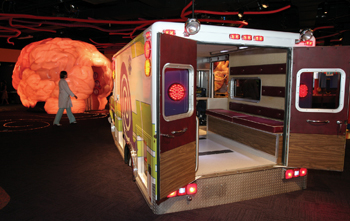 A giant brain and an ambulance are available for inspection at the new exhibit.
photo by Kats Barry