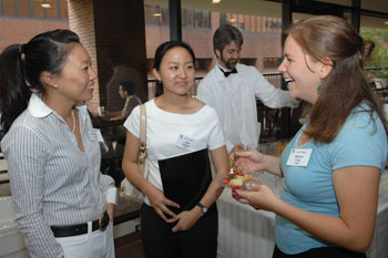 From left, incoming VUSM students Christina Ahn, Julia Kutaka and Rebecca Cook. (photo by Neil Brake)