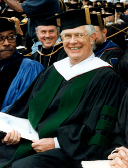 Dr. Robinson smiles during one of the many graduations he attended during his career at Vanderbilt. File photo