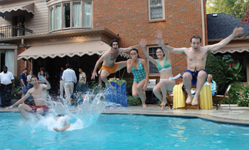 Incoming students make a splash at the home of Dean Steven Gabbe, M.D.
Photo by Anne Rayner