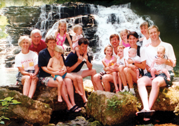 Family is very important to the Spickards.  This family vacation photo — which is missing three of the grandchildren  — was taken at Rutledge Falls in 1997.  Courtesy Spickard family