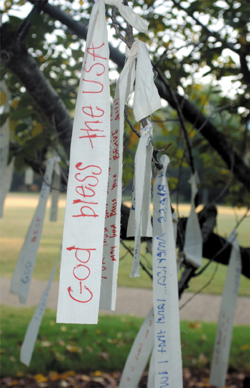 The tree was filled with messages to honor the victims and families of Sept. 11.