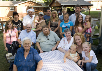 Crankshaw and her extended family gather at the Madison home she shares with her husband, Robert. (photo by Dana Johnson)