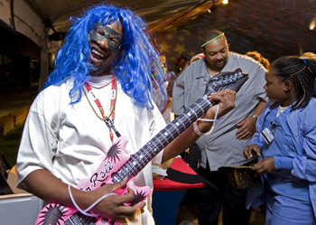 Jonathan Davis taps into his inner Guitar Hero at Wednesday’s Night Owl Howl. (photo by Joe Howell)